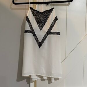 Express White Camisole with Black Lace Accents - XS